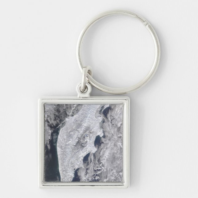 Kamchatka Peninsula, Östra Ryssland 2 Fyrkantig Silverfärgad Nyckelring (Framsidan)