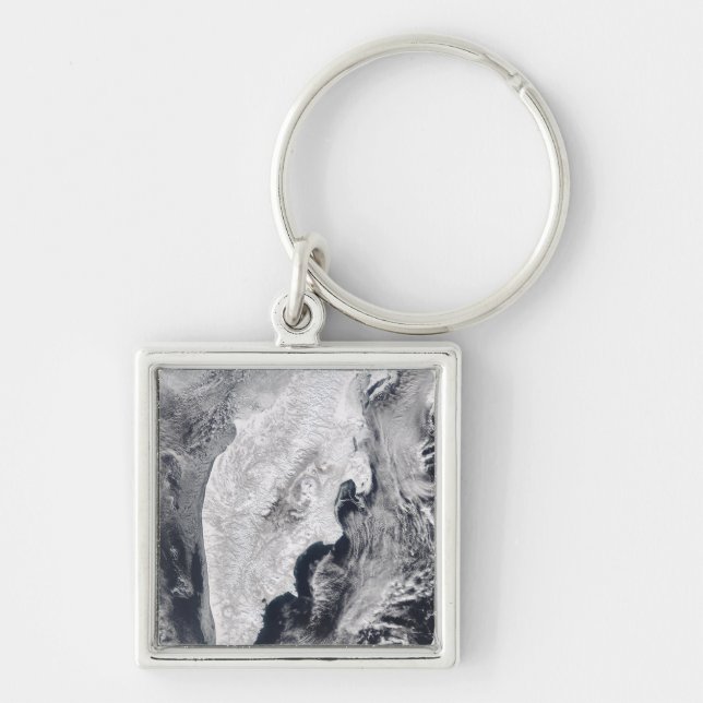 Kamchatka Peninsula, Östra Ryssland Fyrkantig Silverfärgad Nyckelring (Framsidan)