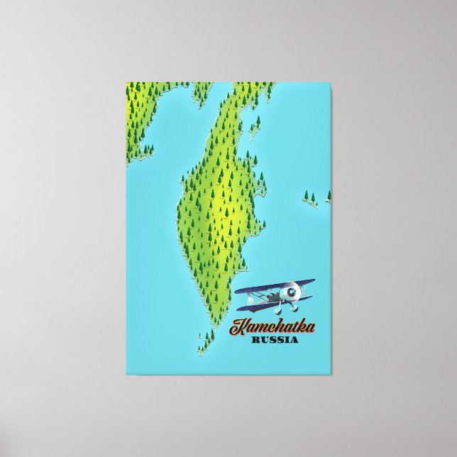 Kamchatka Peninsula Ryssland reser karta. Canvastryck (Framsida)