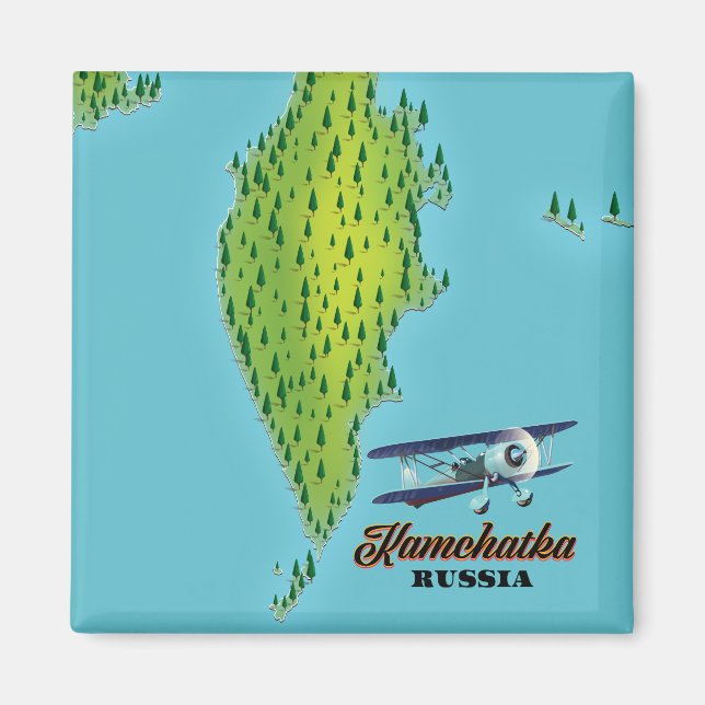 Kamchatkahalvön Ryssland resekarta. Magnet (Framsidan)