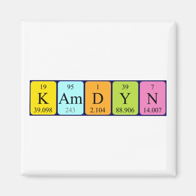 Kamdyn periodisk bord namn magnet (Framsidan)