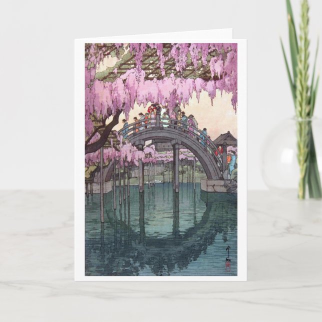 Kameido Bridge, Hiroshi Yoshida, Woodcut Kort (Framsida)