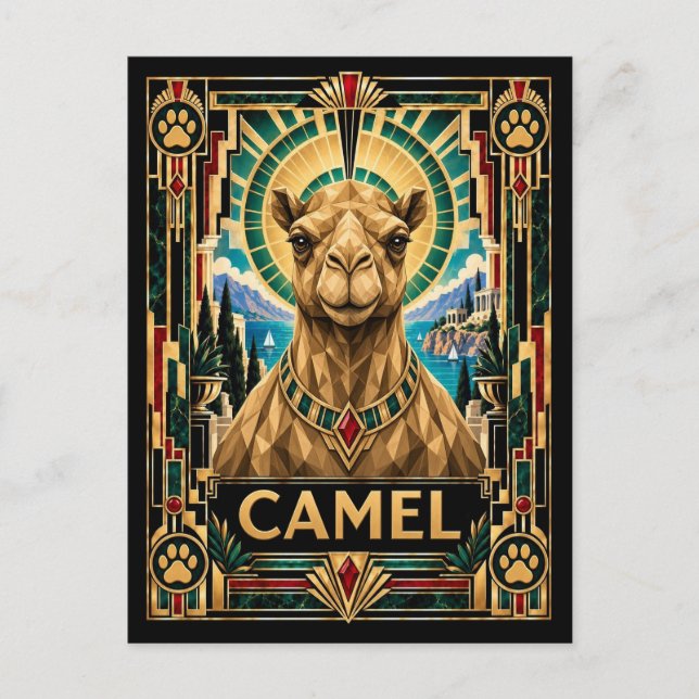 Kamel, Art Deco Wildlife Vykort (Framsida)