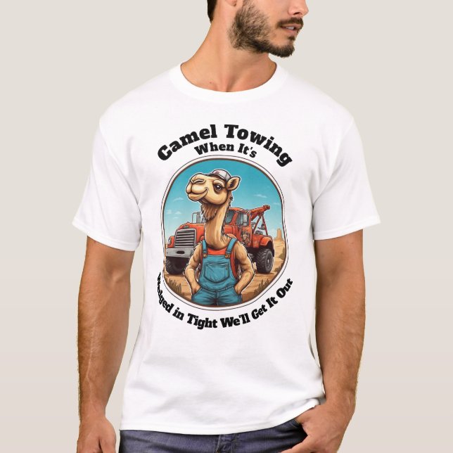Kamel bogserad inklämd t shirt (Framsida)