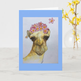 Kamel med ett Pearl Earring Hälsning Card Kort