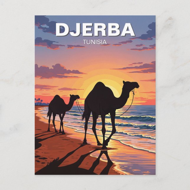 Kamel på Djerba-ön Tunisien Resor vykort (Framsida)