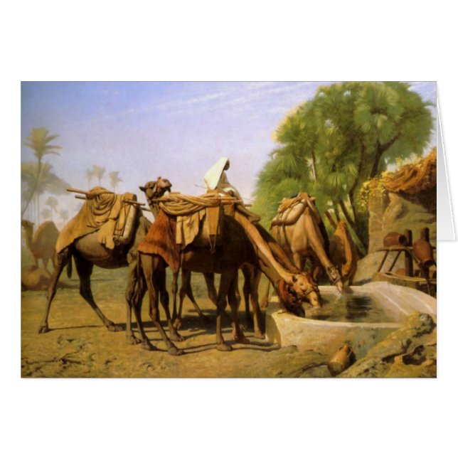 "Kamel på en ho", vid Jean Leon Gerome Hälsningskort (Framsidan Horizontal)