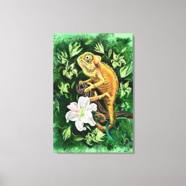 Kameleont I Blad Canvastryck (Framsida)