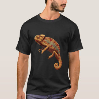 Kameleont Porträtt Konstverk Vilda Djur Ödla Färgr T Shirt