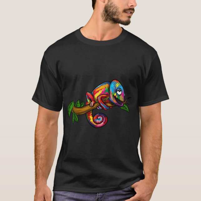 Kameleont Regnbåge Ödla T Shirt (Framsida)