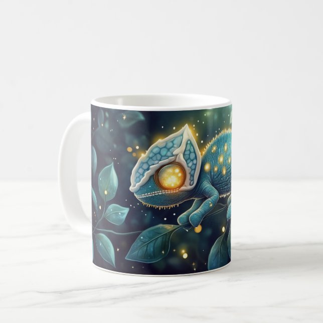 Kameleonter är reptiler som tillhör ödlor  kaffemugg (Framsida vänster)