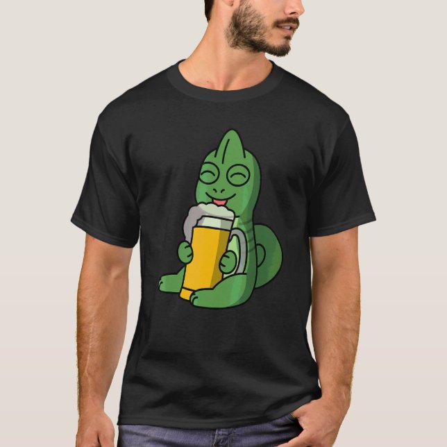 Kameleonter som dricker öl Husdjur T Shirt (Framsida)