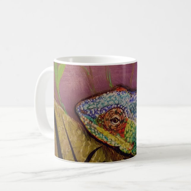 Kameleontmugg med original- konstverk kaffemugg (Framsida vänster)