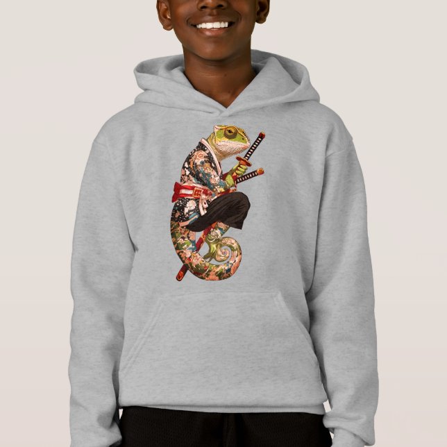 Kameleontsamuraj – Tatuerad krigare med Katana T Shirt (Framsida)