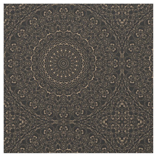 Kamelfärgad Mandala med elegant symmetri Tyg (Närbild)