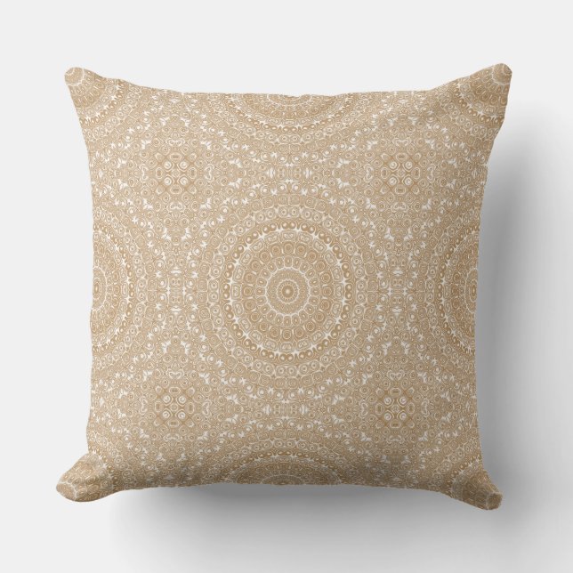 Kamelfärgad Mandala Mönsterdesign Kudde (Framsida)