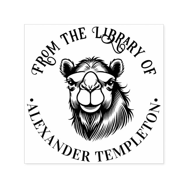 Kamelhuvudritning “Från bibliotek av” #2P Självfärgande Stämpel (Design)