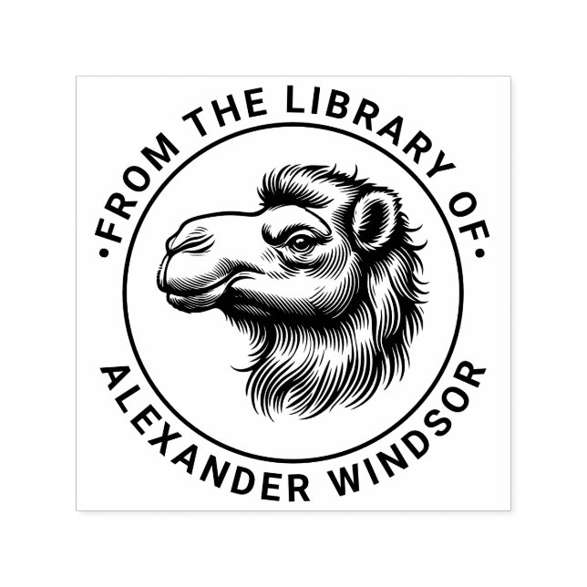 Kamelhuvudritning “Från bibliotek av” Självfärgande Stämpel (Design)