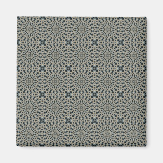Kamellekalk och Grått-cirklar Tile Mönster Magnet (Framsidan)
