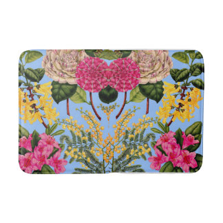 Kamelli, forsytin, rhododendron och acacia-tryck badrumsmatta