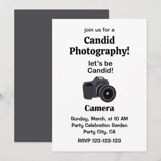 Kamera Candid Fotograf Fotografering Inbjudningar (Fram/baksida)