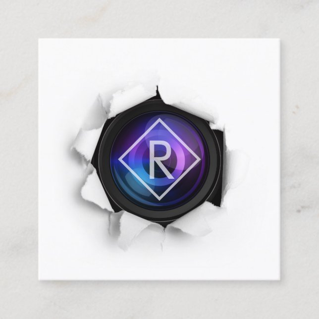 Kamera för monogramfotografi, Kreativ Fyrkantigt Visitkort (Framsida)