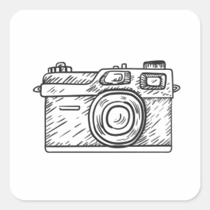 Kamera Fyrkantigt Klistermärke