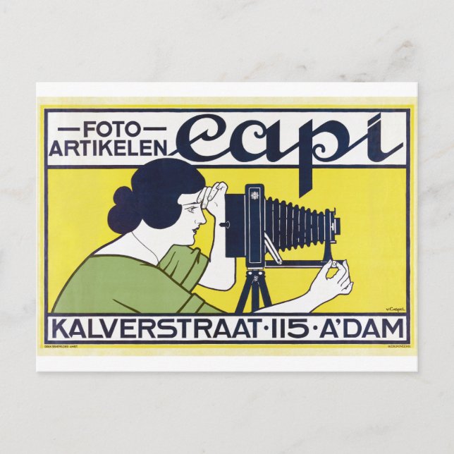Kamera Kvinna, Fotograf, Van Caspel Vykort (Framsida)