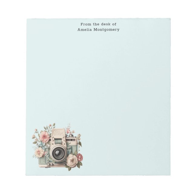 Kamera med blommor Retro Pastell Anteckningsblock (Framsida)