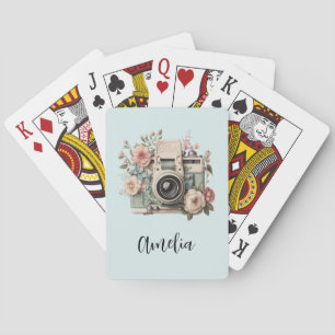 Kamera med blommor Retro Pastell Bild Casinokort