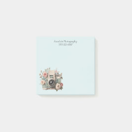 Kamera med blommor Retro Pastell Bild Post-it Block