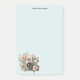 Kamera med blommor Retro Pastell Bild Post-it Block