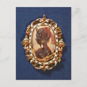 Kamera med profilhuvudet vykort