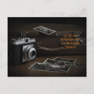 Kamera med resväska vykort