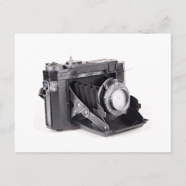 Kamera med ursprunglig vintage vykort (Framsida)