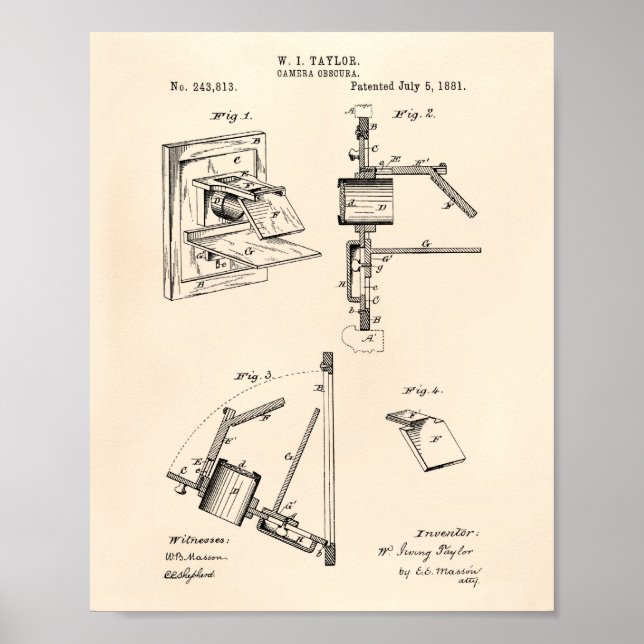 Kamera Obscura 1881 Patent Art - Gamla praren Poster (Framsidan)