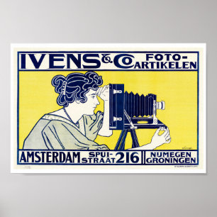 Kamera Woman, fotograf, Van Caspel Poster