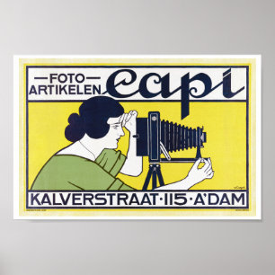 Kamera Woman, fotograf, Van Caspel Poster