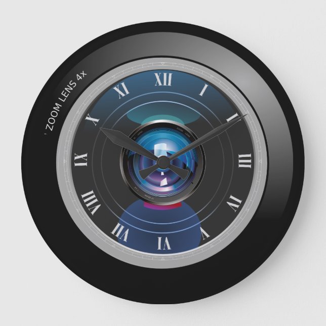 Kamera Zoom Lens med romerska siffror Stor Klocka (Framsida)