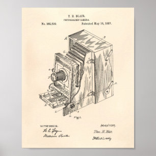 Kameraapparat 1887 Patent Art - Gammal peper Poster