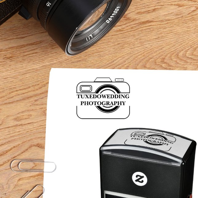 Kameraikon Bröllop-fotograf för självtryckande Fri Självfärgande Stämpel (Perfect stamp for a wedding photographer. Just add your business name)