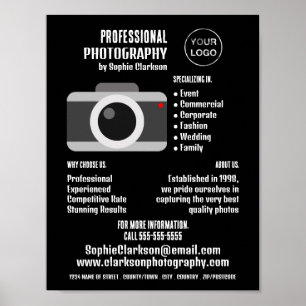 Kameraikon, fotograf, fotouthyrning poster