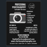 Kameraikon, fotograf, fotouthyrning reklamblad<br><div class="desc">Kameraikon,  fotograf,  fotohyreskonstruktion med Affärskortet Store.</div>