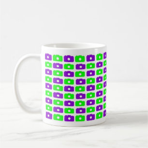 Kamerakärlekmugg (grönt & lilor) kaffemugg