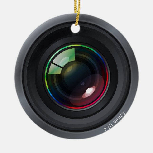 Kameran Lens - tillfoga ditt foto Julgransprydnad Keramik (Framsidan)