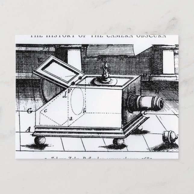 Kameran med reflexlåda, obscura vykort (Framsida)