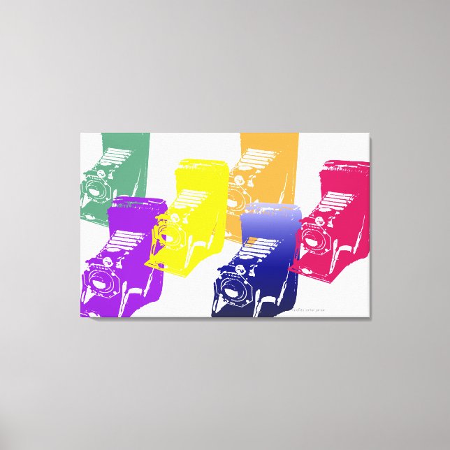 Kameran - på arbetsytan canvastryck (Framsida)