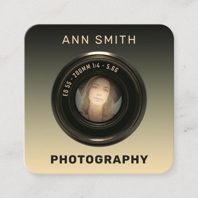 Kameraobjektiv, ram  fyrkantigt visitkort (Framsida)