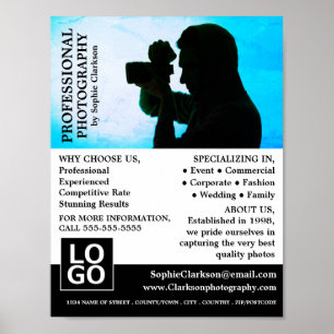 Kamerasilhuett, fotografi, fotouthyrning poster