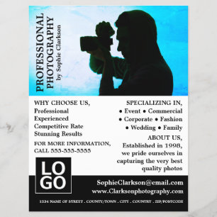 Kamerasilhuett, fotografi, fotouthyrning reklamblad